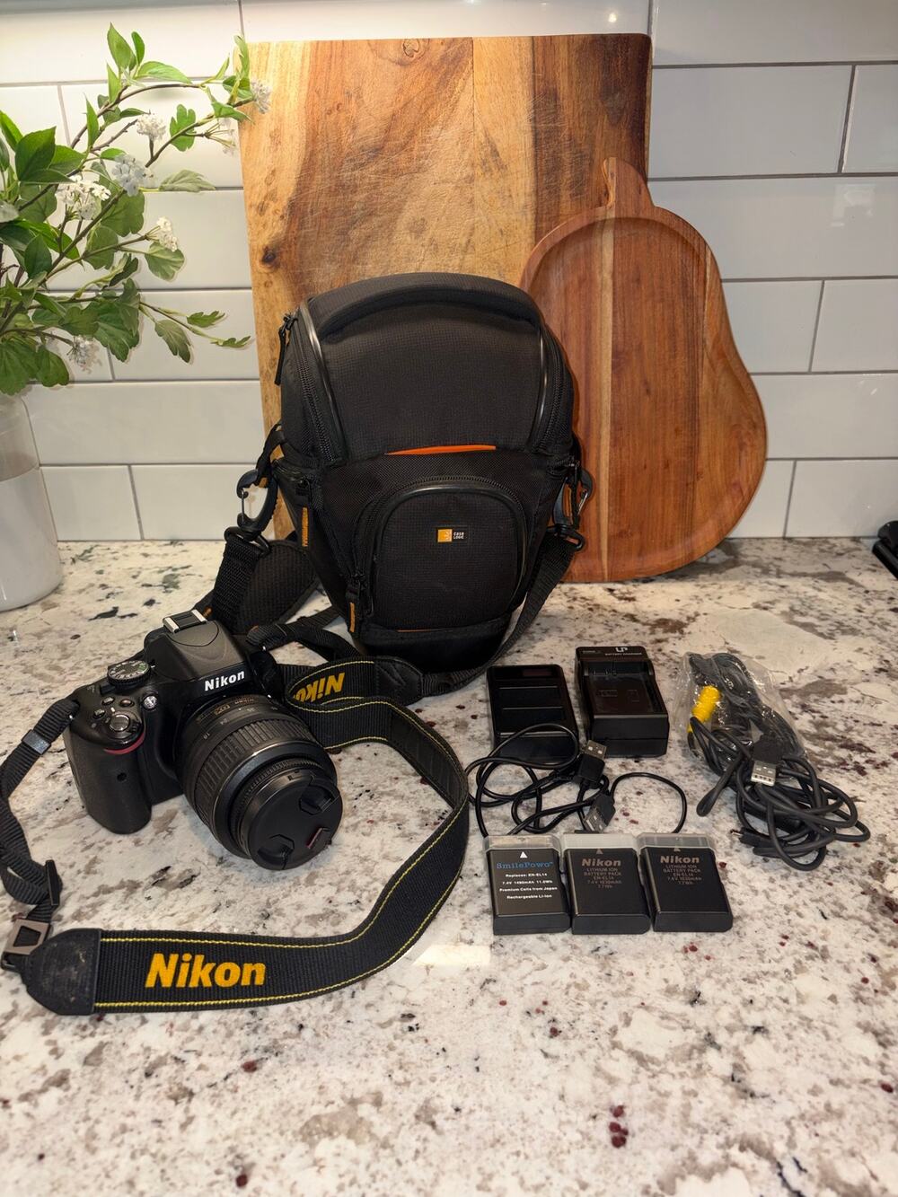 Nikon D5100 DSLR + 18-55mm VR Lens Kit, Case & Extra Batteries